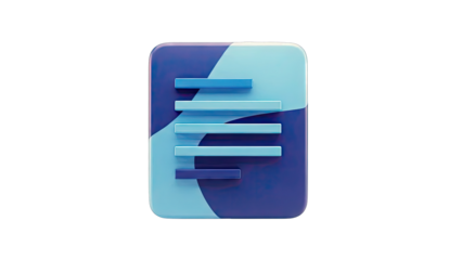 Blue 3D document icon with horizontal lines