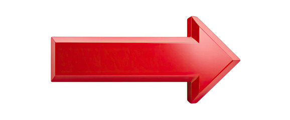 3D Red Arrow Symbol Pointing Right Directional Sign Icon Isolated on Transparent Background