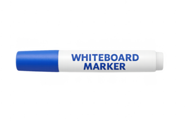 Blue whiteboard marker writing tool on transparent background