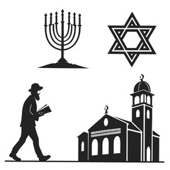 Obraz premium Jewish symbols and synagogue
