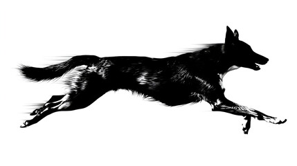 Running wolf silhouette