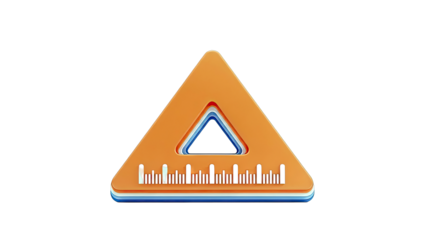 Orange Triangle Ruler with Inner Layers and Measurement Marks
