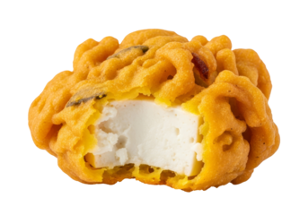 crispy orange fried pastry with ivory cream center