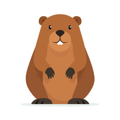 Simple flat 2D vector graphic of Beaver, modern icon look, displayed on a pure white background. © Antoni
