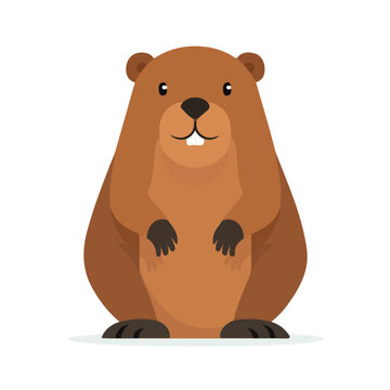 Simple flat 2D vector graphic of Beaver, modern icon look, displayed on a pure white background.