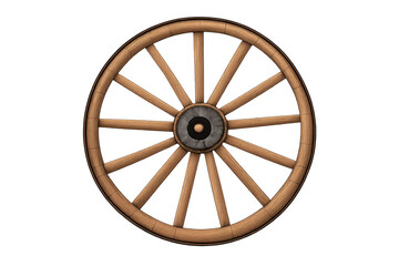 Vintage wooden wagon wheel isolated, depicting old transportation, retro design, and classic rural history