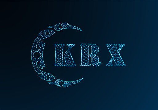 Low poly letter logo KRX design. KRX letter logo low poly vector design on blue color gradient background. KRX logo low poly design