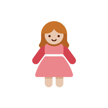Simple flat 2D vector graphic of Doll, modern icon look, displayed on a pure white background.