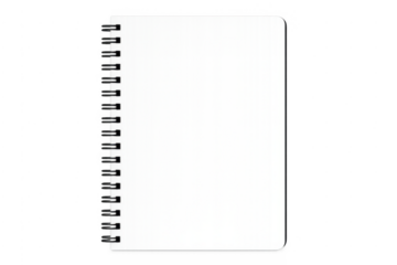 Blank spiral bound notebook template with transparent background