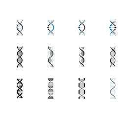 Set of Dna molecule icon isolated on white background
