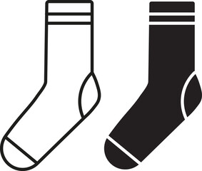 Socks icons. Socks icon set in outline and flat style for Cold Weather. Socks trendy flat style illustration isolated on transparent background
