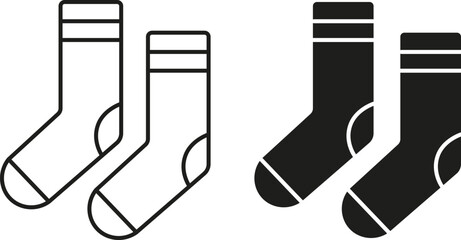 Socks icons. Socks icon set in outline and flat style for Cold Weather. Socks trendy flat style illustration isolated on transparent background