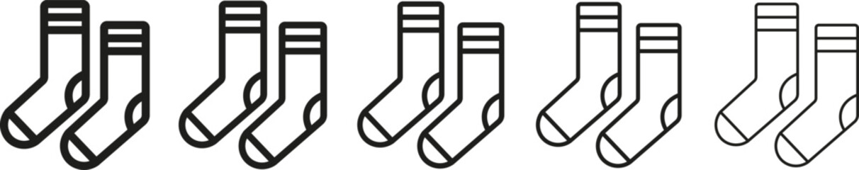 Socks icons. Socks icon set in outline and flat style for Cold Weather. Socks trendy flat style illustration isolated on transparent background