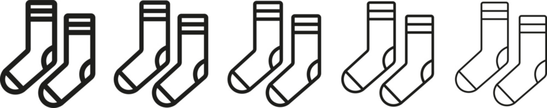 Socks icons. Socks icon set in outline and flat style for Cold Weather. Socks trendy flat style illustration isolated on transparent background