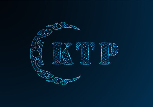 Low poly letter logo KTP design. KTP letter logo low poly vector design on blue color gradient background. KTP logo low poly design
