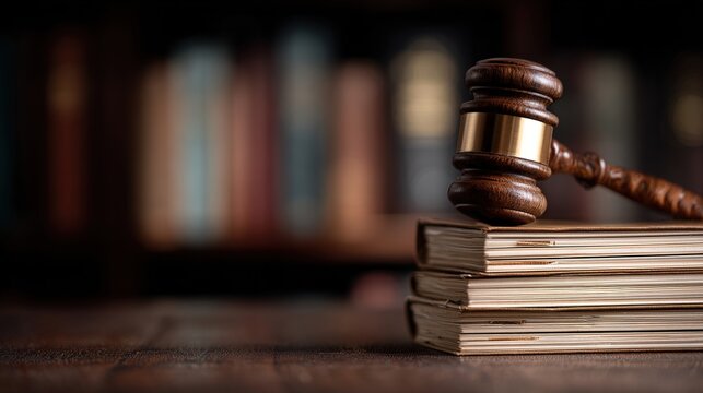 subjectivity. A wooden gavel on case files at a dark desk with a bookshelf background. pitch deck slides, case study pages, designed for corporate presentation decks and stakeholder reports.