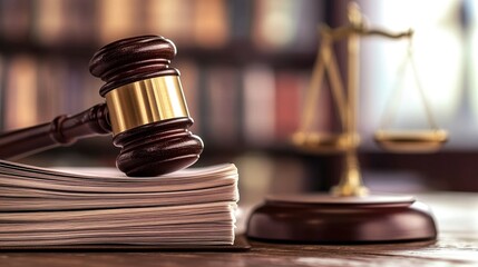 subjectivity. A wooden gavel on case files at a dark desk with a bookshelf background. pitch deck slides, case study pages, designed for corporate presentation decks and stakeholder reports.