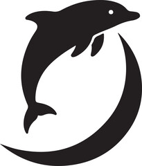 Obraz premium Dolphin jumping silhouette, clean water arc shape.