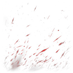 Intense glowing red embers and sparks rapidly rising against a completely dark black background graphic