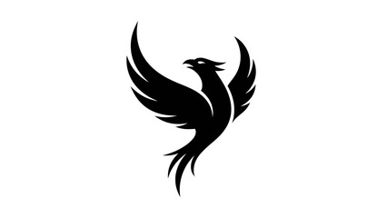 Obraz premium Majestic Black Phoenix Bird Logo Design Soaring Gracefully.