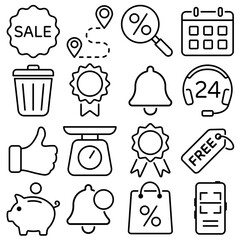 Shopping and E-commerce Essentials Icon Set Outline Style (Part 6)