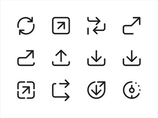 Essential linear vector arrow icon set, Navigation icons set for previous and next buttons.