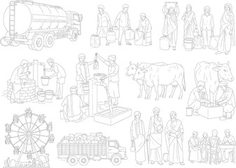 Obraz premium Collage of daily life activities and transportation methods