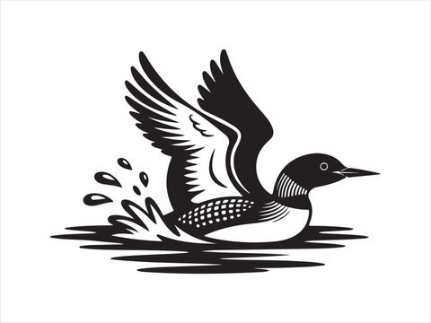 Flying Loon Water vector silhouette. Duck or loon vector icon design. vector illustration