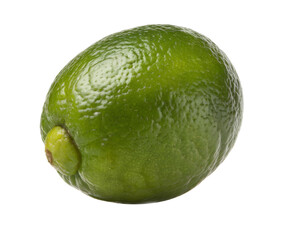 Whole Green Lime on White Background
