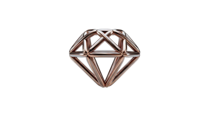 Abstract Rose Gold Geometric Diamond Shape on White Background