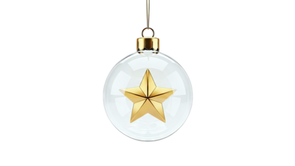 Clear Christmas Ornament with Gold Star Inside