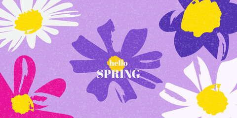 Abstract spring background. Hand drawn wildflowers. Vector illustration.