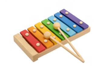 Colorful toy xylophone with mallets for childhood music education