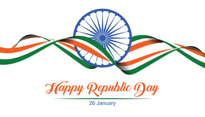 Indian republic day celebration with Indian flag. 26 January republic day banner. ashoka chakra, freedom, national holiday, indian flag. vector illustration