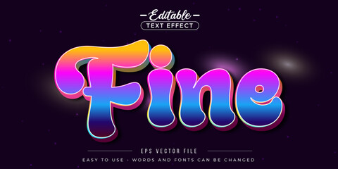 Colorful fine text, editable text effect.