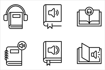 Audiobook icon set design for signs, logo, apps or website on white background
