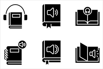 Audiobook icon set design for signs, logo, apps or website on white background