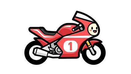 Fototapeta premium Red Motorcycle with Smiling Face Illustration.