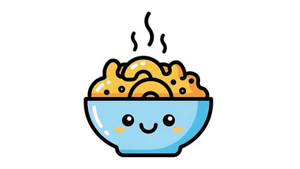 Cartoon Illustration of Hot Cereal in Bowl.