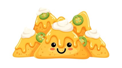 Obraz premium Cartoon Nachos with Salsa and Cheese.
