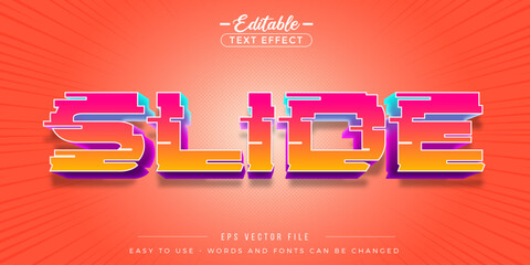 Glitch slide text, editable text effect.