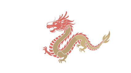 Naklejka premium A red and golden dragon mascot for Chinese New Year, depicted in a vector illustration style against a clean white background.