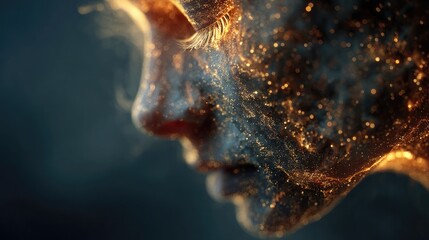 Artificial intelligence merging with spirituality in glowing abstract composition representing harmony between data, emotion, and soul