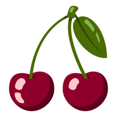 Vector Color Flat Design Icon - Cherry