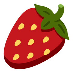 Vector Color Flat Design Icon - Strawberry
