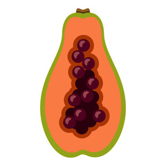Vector Color Flat Design Icon - Papaya Fruit