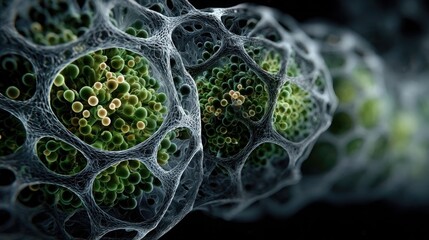 Bio-digital hybrid pattern fusion of organic and tech forms perfect for sci-fi environments AI design futuristic biotech interfaces and textures