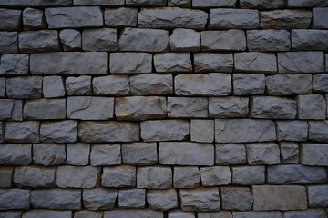 Obraz premium Gray stone brick wall texture background with rectangular blocks