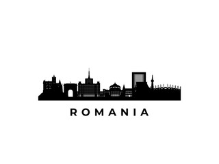 Vector Romania skyline. Travel Romania famous landmarks. Business and tourism concept for presentation, banner, web site.