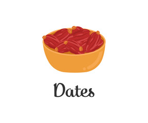 Cartoon Bowl of Ripe Red Dates  Sweet Food Illustration